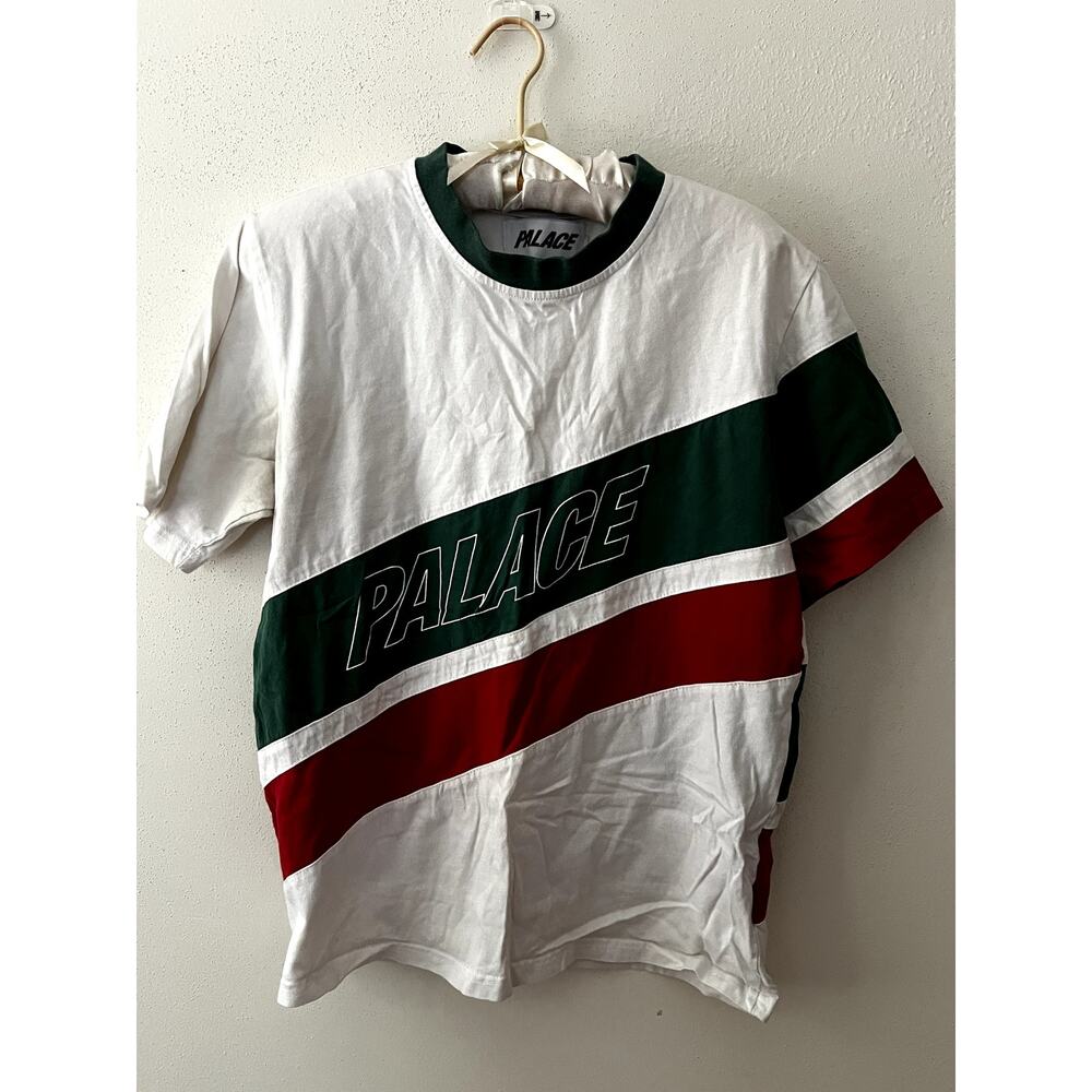 Palace Grand Prix Knit Shirt Mens Small White Green Red Striped Rare Streetwear